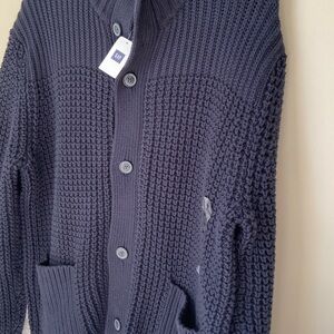 NWT GAP Men's Navy Blue Textured Cardigan - XL